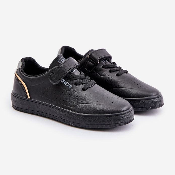 Kinder-Sneaker aus Öko-Leder mit Klettverschluss Big Star OO374004 Schwarz 1