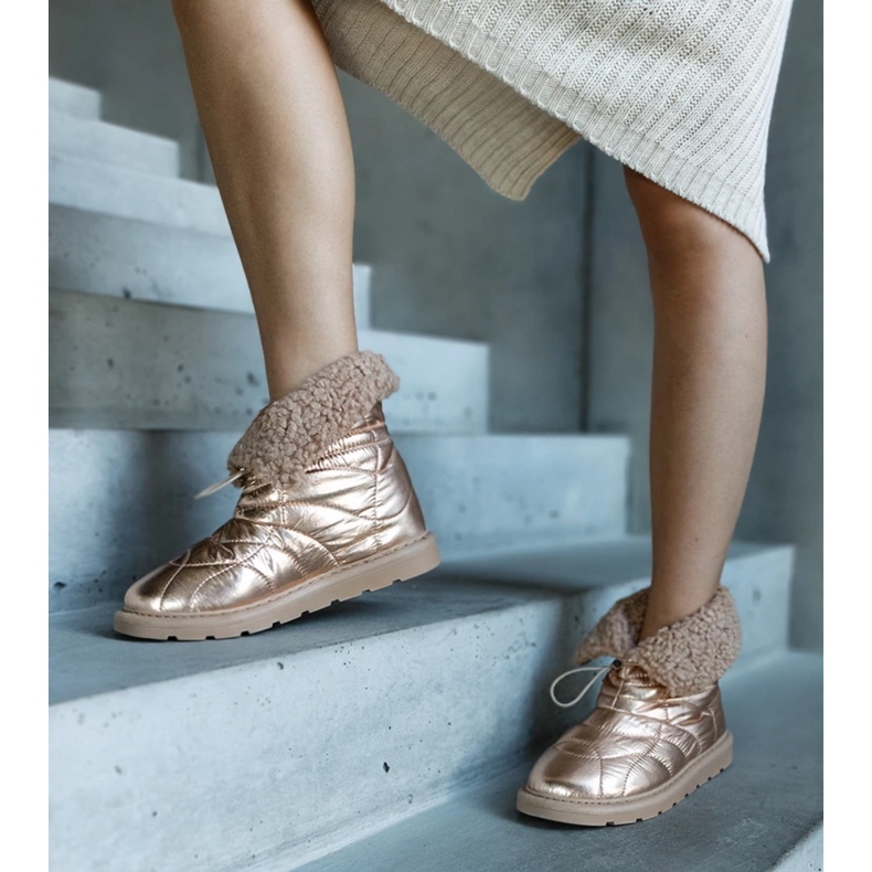 Caellita goldene isolierte Schneestiefel mit Manschette 1