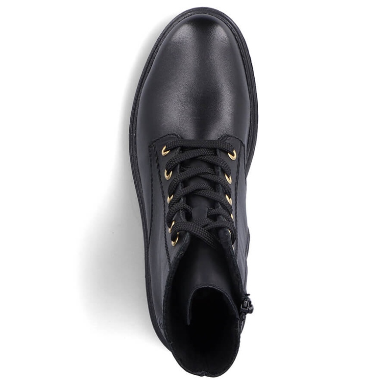 Bequeme, isolierte schwarze Damenstiefel aus Leder von Rieker Z2841-00 2