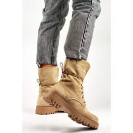 Damen-Schnürstiefeletten aus Wildleder, beige DE1051S-KH 1