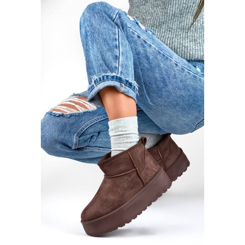 Damen-Schneestiefel Mukluk mit dicker Sohle, braun 2818BR 2