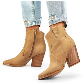Damen-Cowboystiefel aus Wildleder mit hohem Absatz, beige A5618BE 1