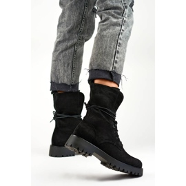 Damen-Schnürstiefeletten aus Wildleder in Schwarz DE1051S-B beige 2