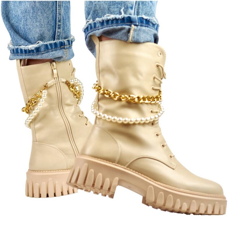 Damenbaggies mit abnehmbarer Kette, beige DE1150BE 1