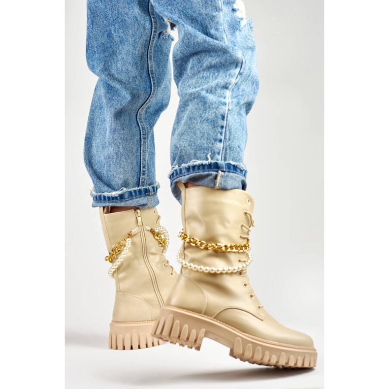 Damenbaggies mit abnehmbarer Kette, beige DE1150BE 2