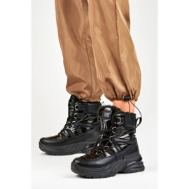 Damen-Schneestiefel, glänzende schwarze Stiefel 22-PY16061B 1