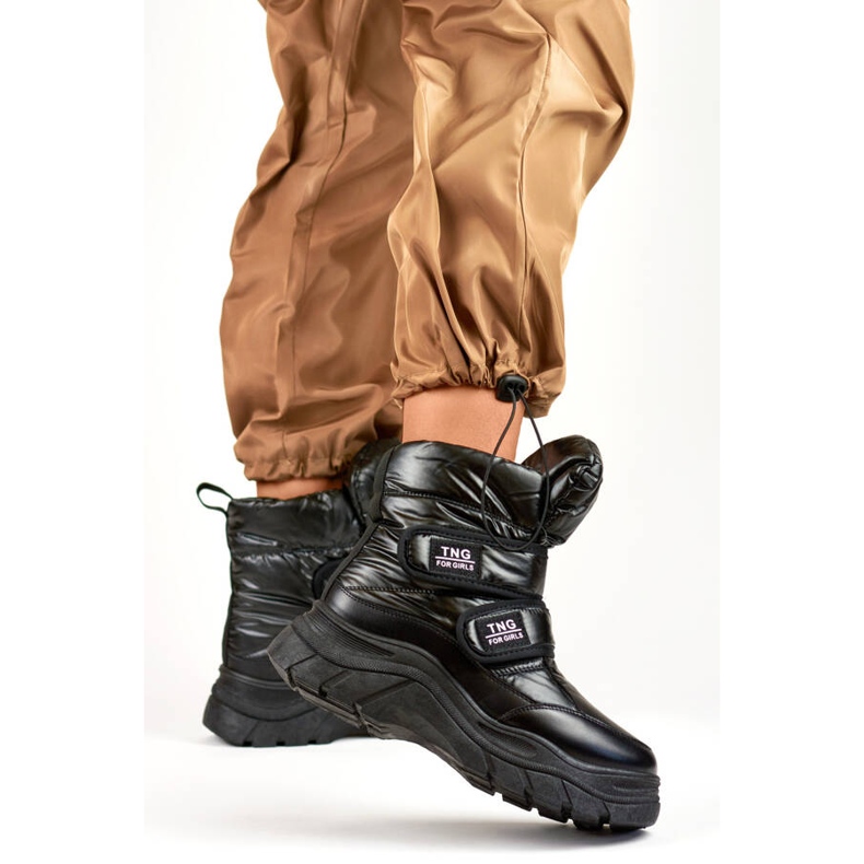 Damen-Schneestiefel, metallic, Stiefeletten mit Klettverschluss, schwarz 22-PY16062B 2