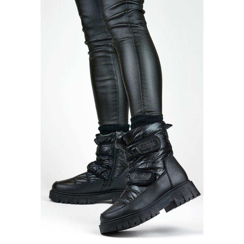 Damen-Schneestiefel JH-1B in Metallic-Schwarz mit Klettverschluss 2