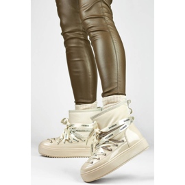 Damen-Schneestiefel, Schnürstiefel, Beige 5754-4BE 1
