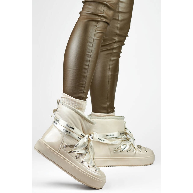 Damen-Schneestiefel, Schnürstiefel, Beige 5754-4BE 2