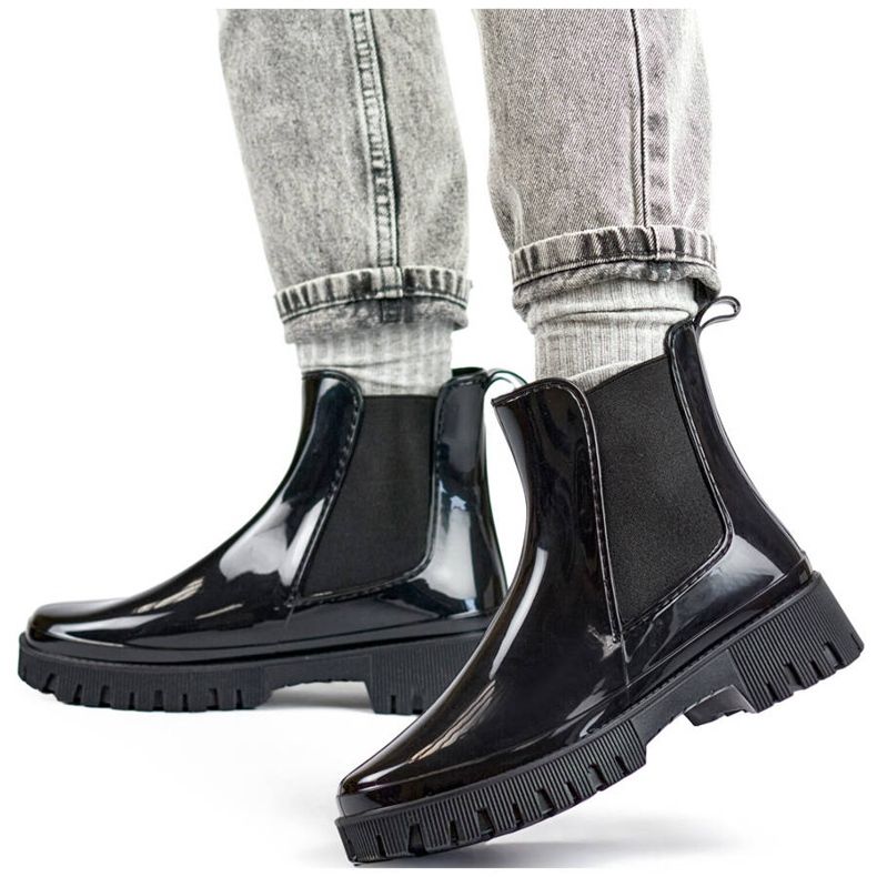 Damen-Chelsea-Stiefel mit dicker Sohle, schwarz YX227-1B 1