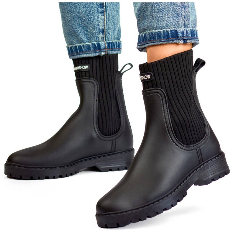 Damen-Galoschen mit elastischem Obermaterial und Socke, schwarz S23B 1