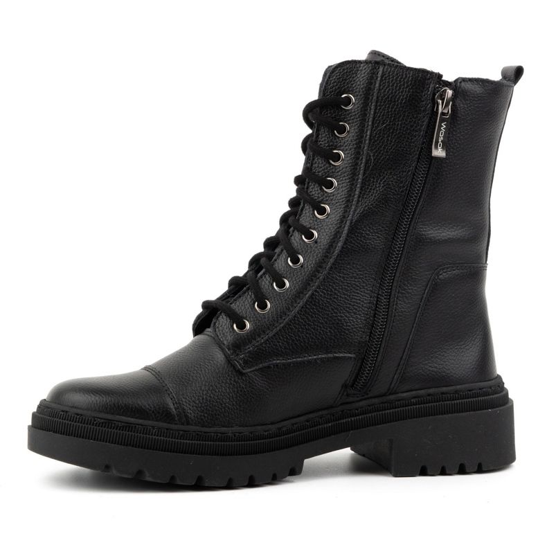 WASAK Damen-Stiefeletten aus Leder mit Spitze, Winter, 0640, Schwarz 1