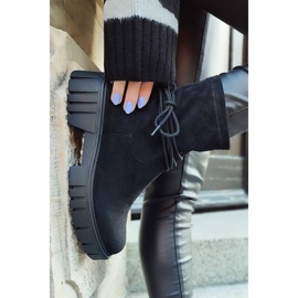 Damen-Stiefeletten mit elastischem Obermaterial, Schnürung, schwarz DE1127S-B 1