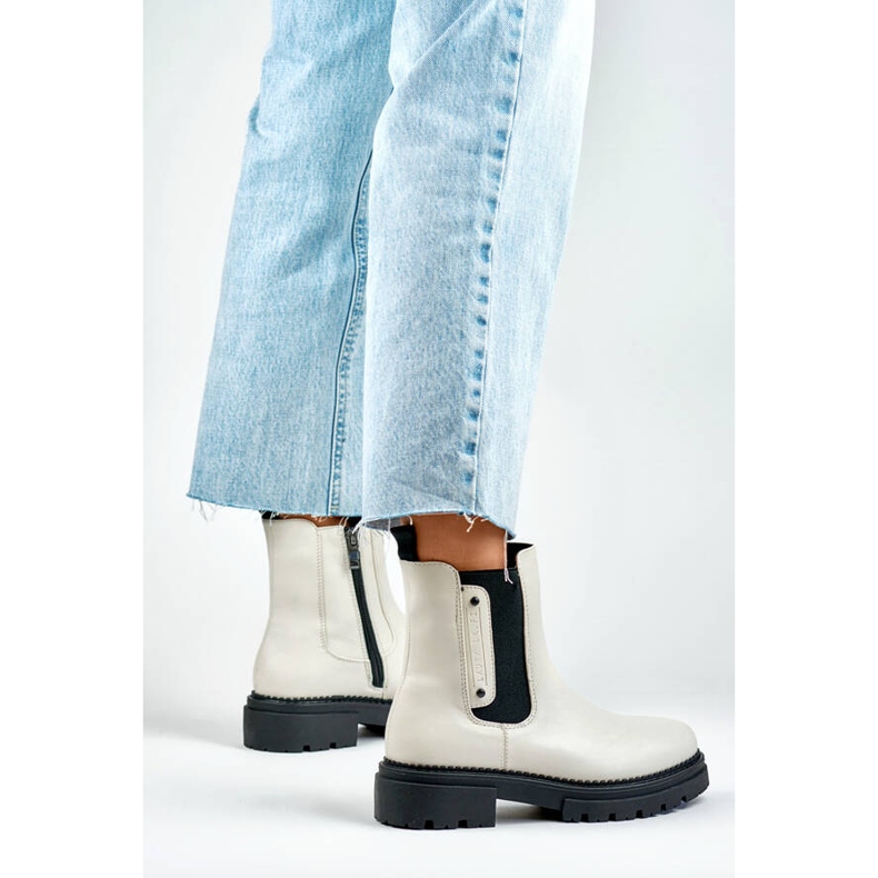 Damenstiefeletten mit dicker Sohle, hellbeige Laura La.Fi 250004BE-PU 2