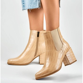 Damen-Stiefeletten, Krokobeige, 260038BE-XC 1