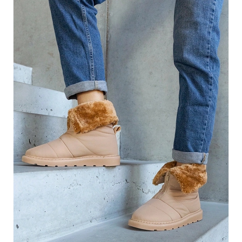 Beige isolierte Schneestiefel mit Kragen von Edidda 1