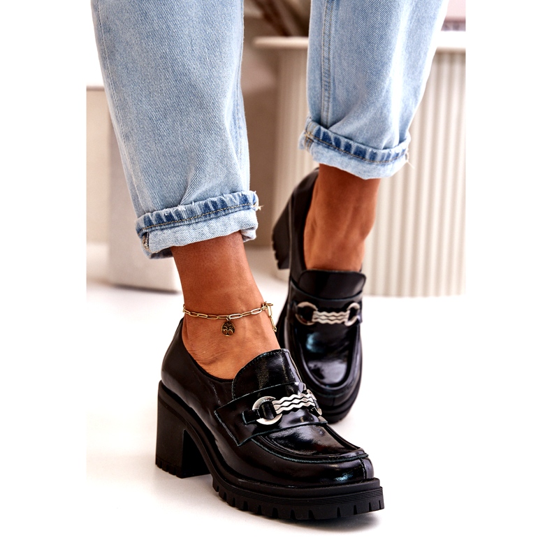 Zazoo 20175 Damen-Lacklederschuhe mit hohem Absatz, Naturleder, Schwarz 2