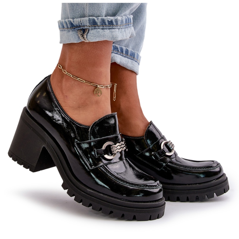 Zazoo 20175 Damen-Lacklederschuhe mit hohem Absatz, Naturleder, Schwarz 5