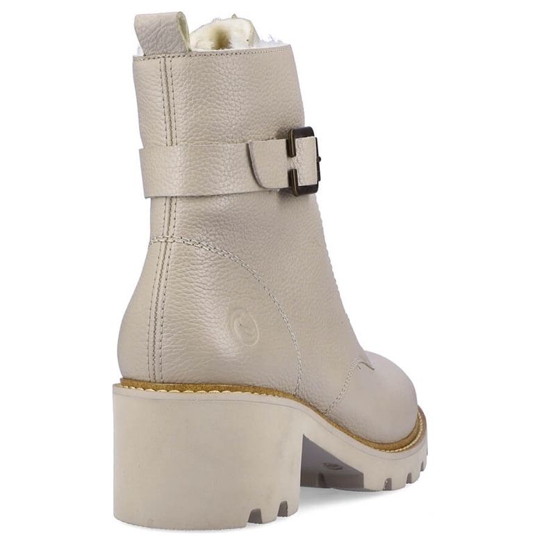 Bequeme isolierte Lederstiefel mit hohen Absätzen, beige Remonte D0A74-60 1