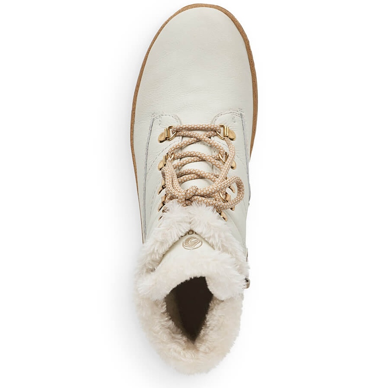 Wasserdichte Damenstiefeletten aus Leder, isoliert mit Wolle, weiß Remonte R8480-80 1