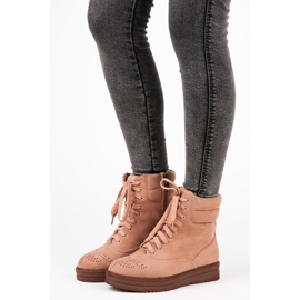 Vices Schnürstiefel auf der Plattform rosa 1