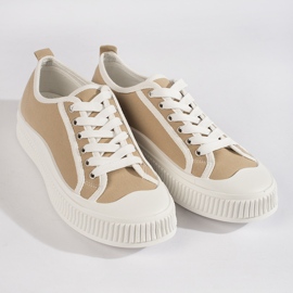 Dunkelbeige Damen-Sneaker auf der Plattform 1