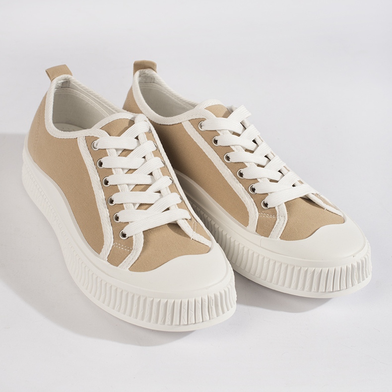 Dunkelbeige Damen-Sneaker auf der Plattform 1