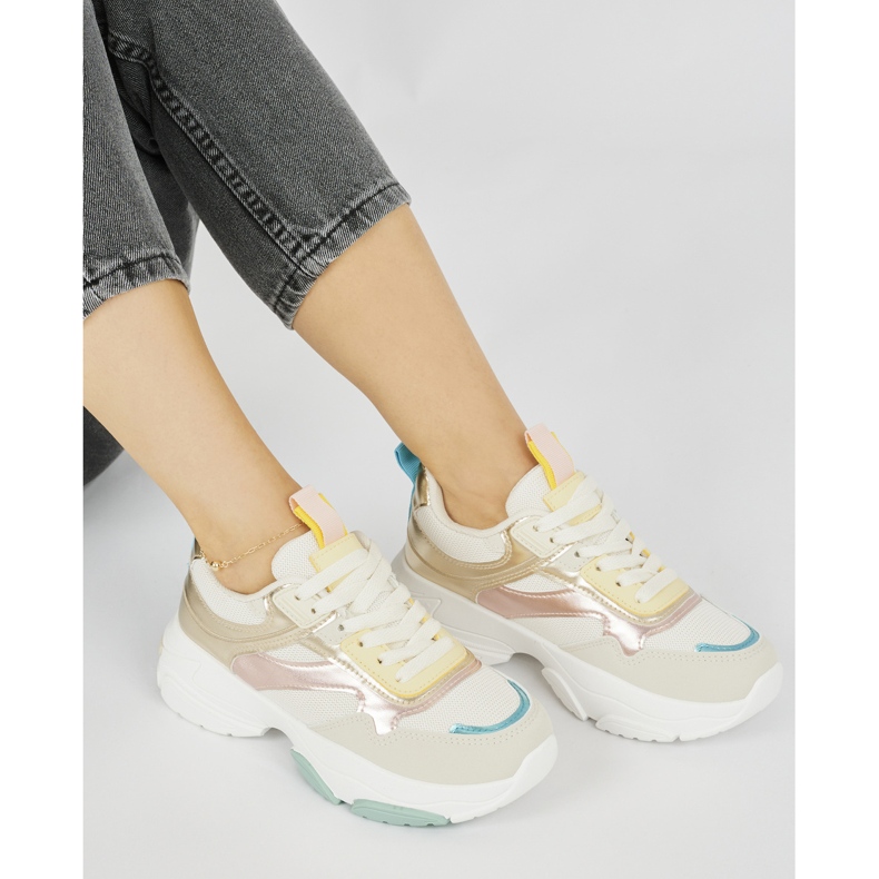 Damen-Sportschuhe mit dicker Sohle golden 1