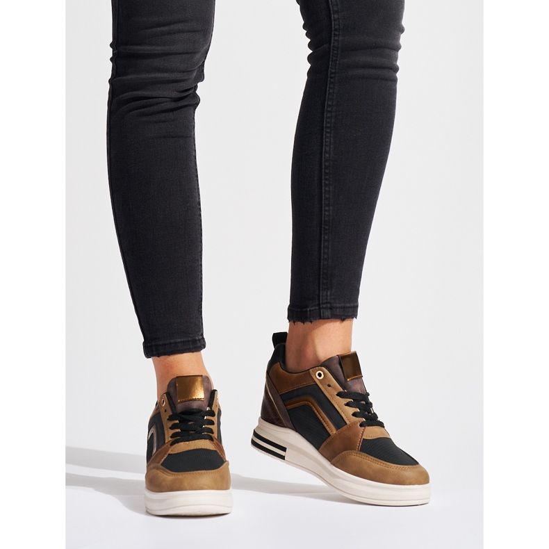 Damen-Sneaker in Braun und Schwarz mit verstecktem Keilabsatz 1