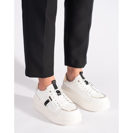 Weiße Plateau-Sneaker aus Leder 4