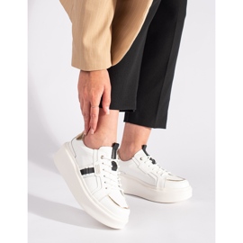 Weiße Plateau-Sneaker aus Leder 3