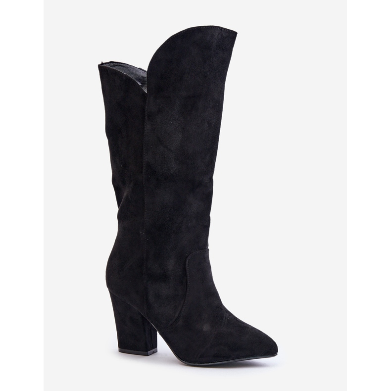 Overknee-Stiefel mit hohem Absatz aus Öko-Wildleder, Black Clorira schwarz 2