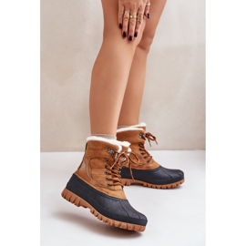 Damen-Schneestiefel zum Schnüren mit Fell Lee Cooper LCJ-24-44-2869 Camel braun 2