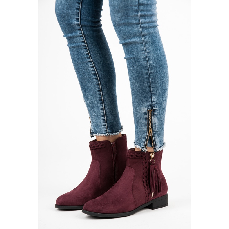Bello Star Kastanienbraune Stiefel mit Fransen rot 1