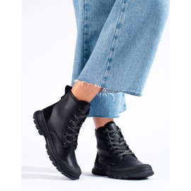 T.Sokolski Sokolski Schnürstiefel für Damen aus ökologischem Leder schwarz 2