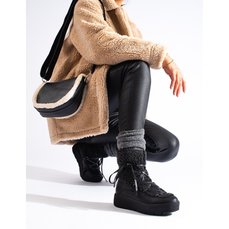 Schwarze Plateau-Schneestiefel für Damen 1