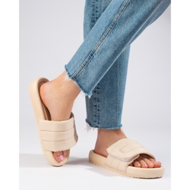 Beige Damen-Slipper mit Klettverschluss von Shelovet 2