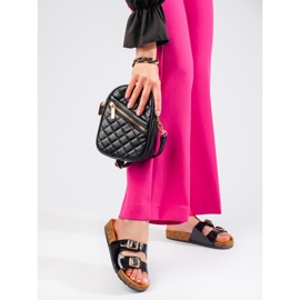 Schwarze Damenpantoletten mit Shelovet-Schnallen 1