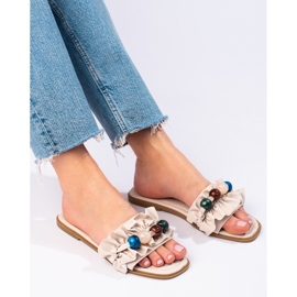 Flache Damensandalen von Shelovet in Beige 1