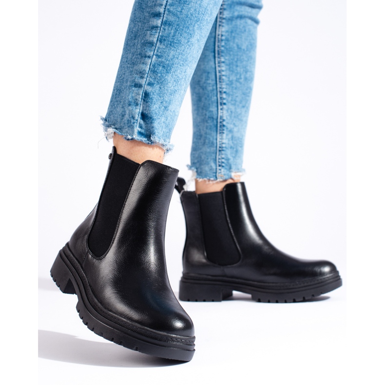 W. Potocki Potocki schwarze Chelsea-Stiefel für Damen 1