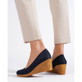 Marineblaue Pumps mit Keilabsatz 2