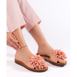 Rosa Damen-Flip-Flops mit einer Blume 1
