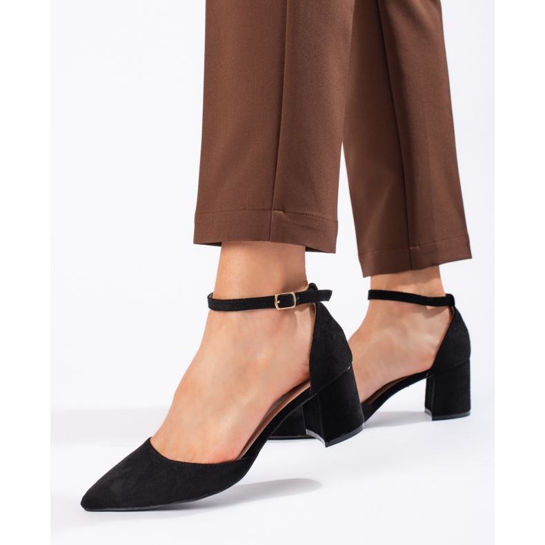 Schwarze Wildlederpumps für Damen 1