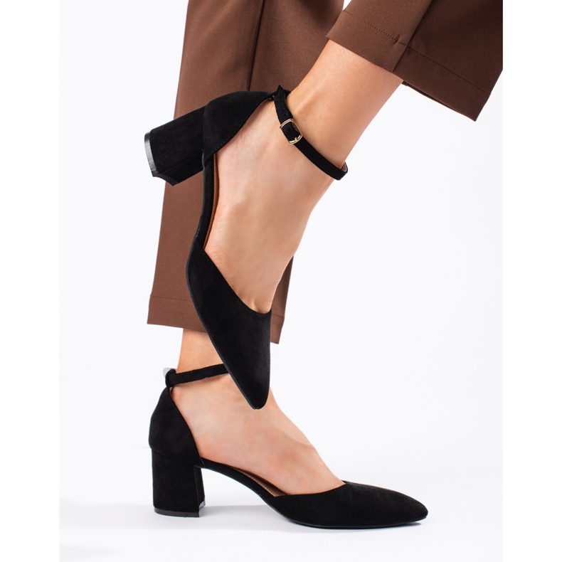 Schwarze Wildlederpumps für Damen 2