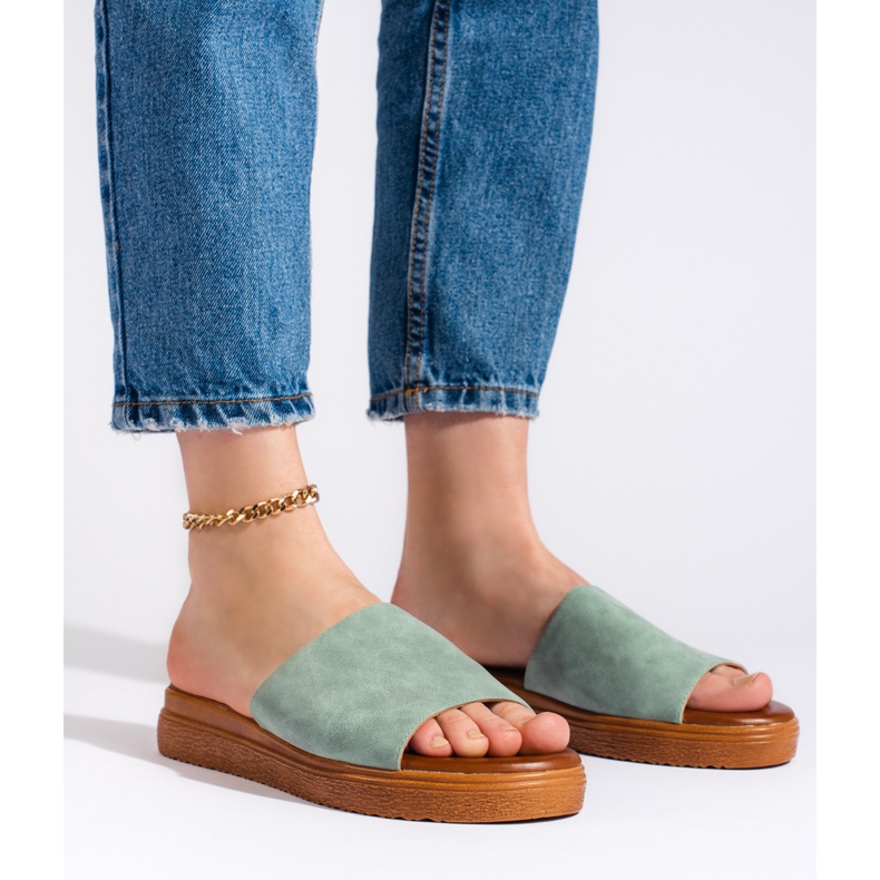 Grüne Plateau-Flip-Flops für Damen 2