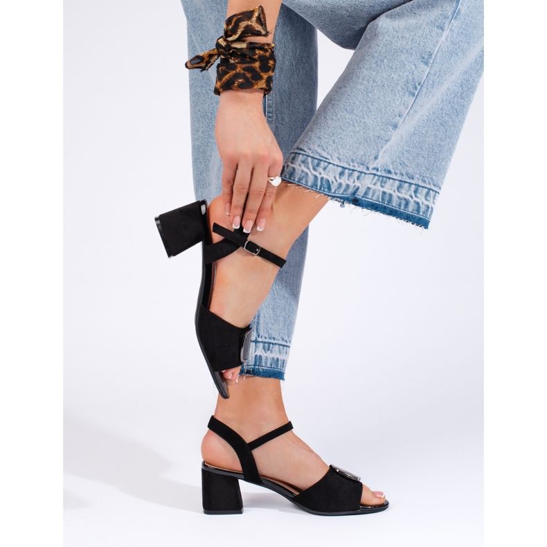 Schwarze, elegante Sandaletten von Sergio Leone 1