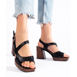 Schwarze Sandalen mit breitem Absatz von Sergio Leone 3
