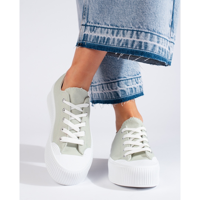 Grüne Plateau-Sneaker für Damen 1