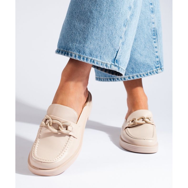 Beigefarbene Flip-Flops mit durchgehendem Plateau 2